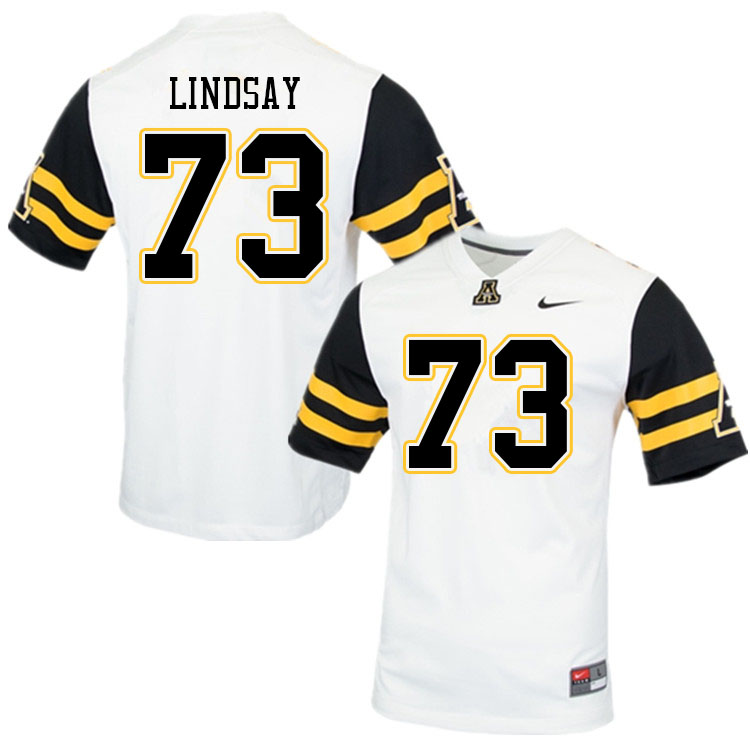 Men #73 Jaden Lindsay Appalachian State Mountaineers College Football Jerseys Sale-White - Click Image to Close